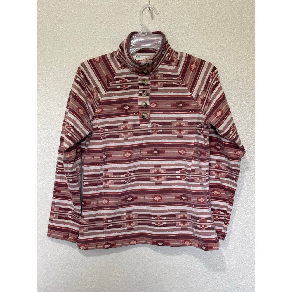 Women’s Ariat Real Aztec 1/4 Button Hoodie Sweatshirt Long Sleeve Top, size S